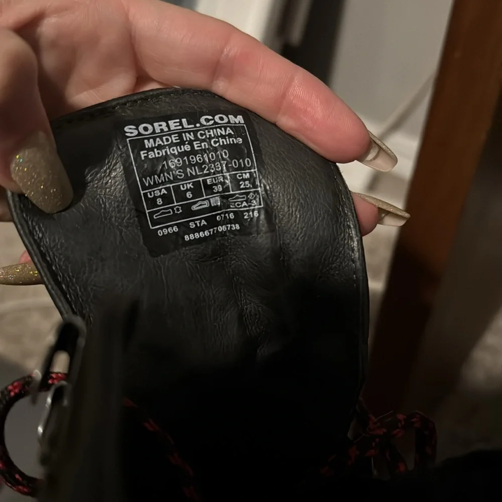 Sorel Black Lace Up Wedge Boots with Weatherproof Design - Picture 10 of 10